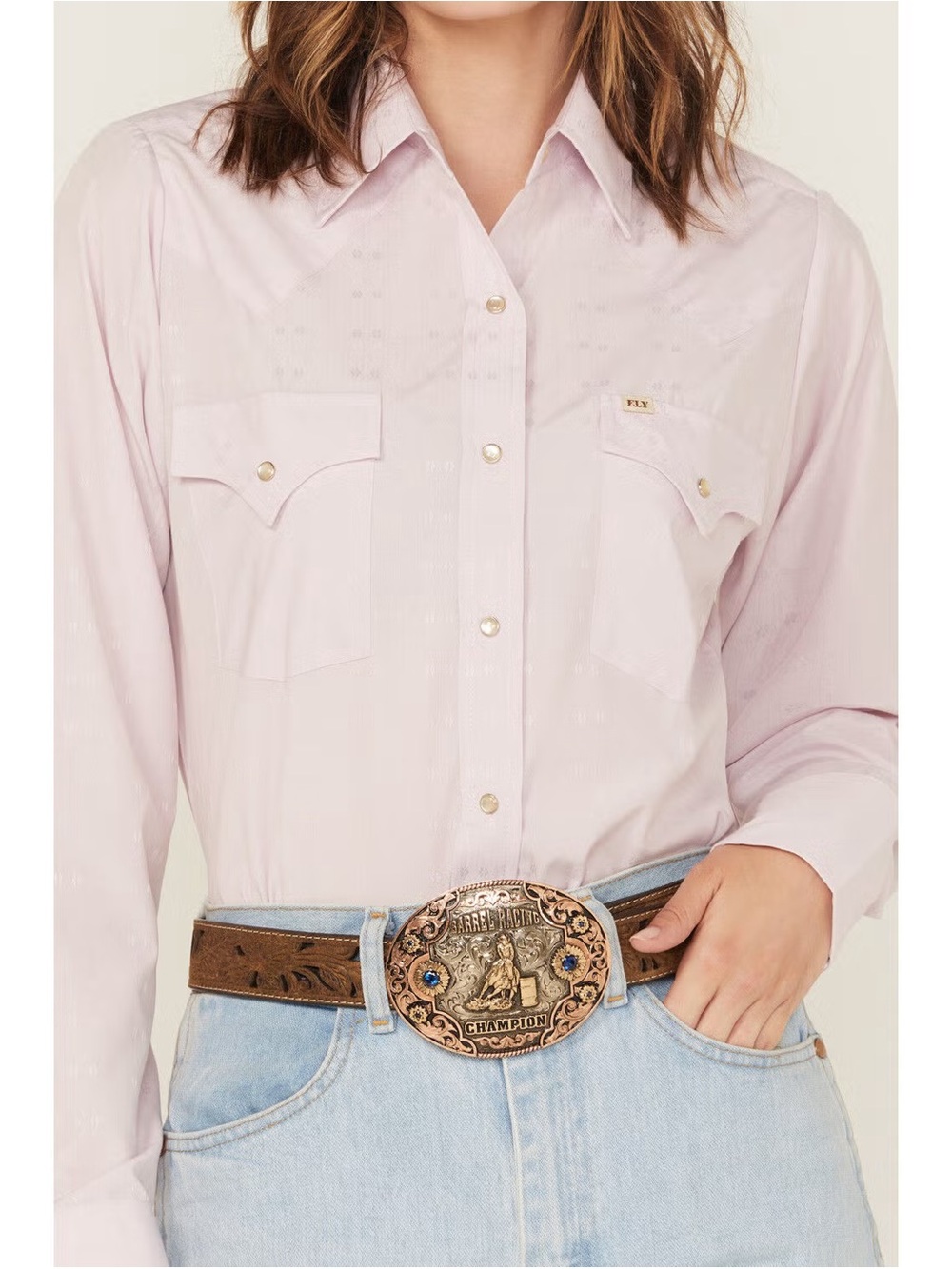 COWBOYGIRL BY JENNA PAULETTE WOMEN'S SOLID LONG SLEEVE PEARL SNAP WESTERN SHIRT